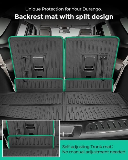 Car Floor Mat for Dodge Durango: All Weather Custom Fit TPE Accessories - Floor Cargo Liner Backrest Mat 2011 2012 2013 2014 2015 with 2nd Row Bench Seat - Image 4