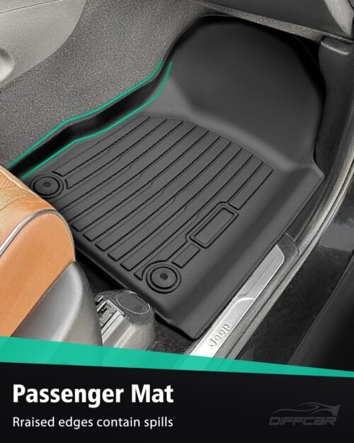 Car Floor Mat for Dodge Durango: All Weather Custom Fit TPE Accessories - Floor Cargo Liner Backrest Mat 2011 2012 2013 2014 2015 with 2nd Row Bench Seat - Image 6