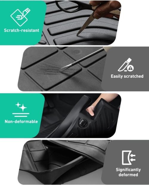 Car Floor Mat for Dodge Durango: All Weather Custom Fit TPE Accessories - Floor Cargo Liner Backrest Mat 2011 2012 2013 2014 2015 with 2nd Row Bench Seat - Image 10