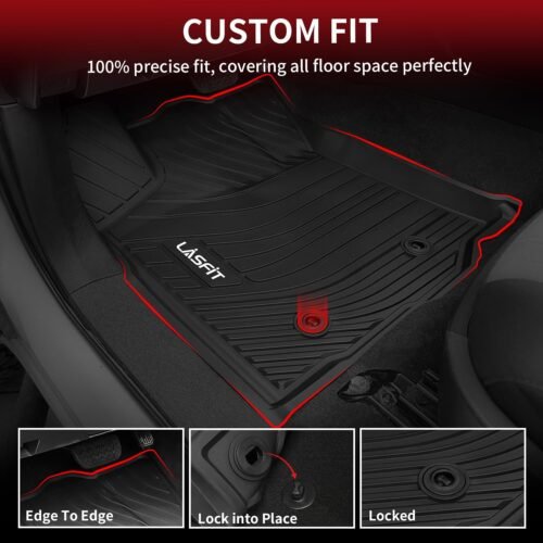 LASFIT Floor Mats for Toyota Tacoma 2016-2023 Double Cab (Only for Automatic) All Weather Custom Fit Floor Liner for Tacoma SR/SR5/TRD/Limited/Trail TPE Mats Front&Rear 2 Row Car Mats, Black - Image 3