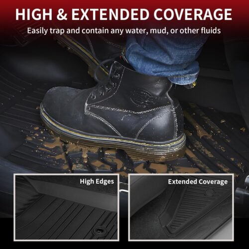 LASFIT Floor Mats for Toyota Tacoma 2016-2023 Double Cab (Only for Automatic) All Weather Custom Fit Floor Liner for Tacoma SR/SR5/TRD/Limited/Trail TPE Mats Front&Rear 2 Row Car Mats, Black - Image 4