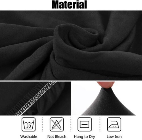 uxcell Dining Chair Covers, Stretch Bar Stool Slipcover Solid Classic Kitchen Chair Protector Spandex Short Chair Seat Cover for Home Decorative/Dining Room/Party/Wedding Black - Image 3