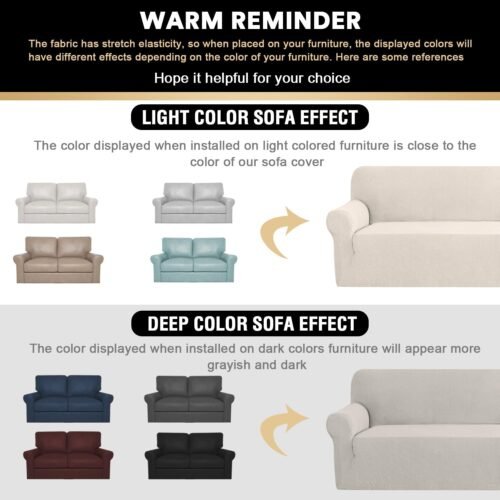 PrinceDeco Stretch Loveseat Sofa Cover Slipcover Couch Cover for 2 Cushion Sofa Washable Sofa Cover for Pets Friendly Furniture Protector Covers with Non Slip Bottom(Loveseat, Ivory) - Image 3