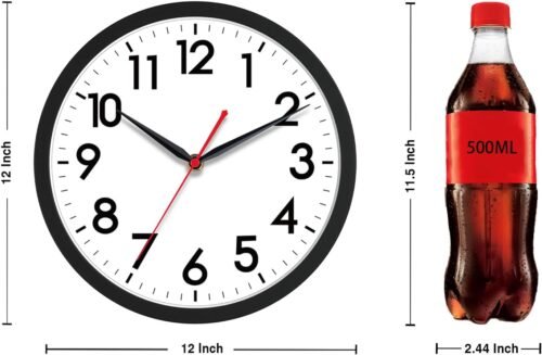 AKCISOT 12 Inch Wall Clock Silent Non-Ticking Modern Wall Clocks Battery Operated - Analog Classic Clock for Office, Home, Bathroom, Kitchen, Bedroom, School, Living Room(Black) - Image 3
