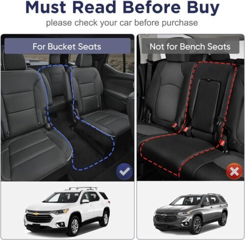for 2018-2023 Chevy Traverse Floor Mats & Cargo Liner only for 7 Seats, for 2018 2019 2020 2021 2022 2023 Chevy Traverse Accessories All Weather Bucket Seats (Fit 2024 Traverse Limited) - Image 4