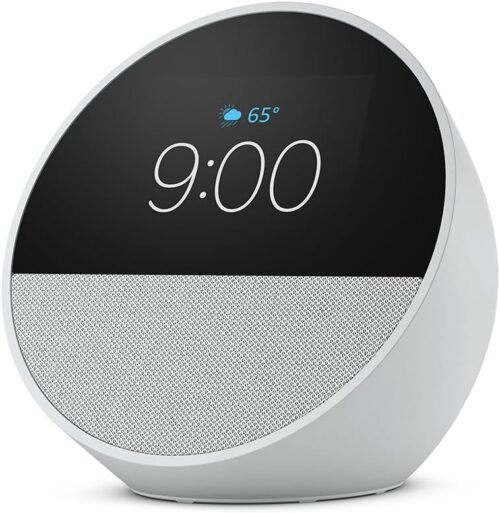 Amazon Echo Spot (newest model), Great for nightstands, offices and kitchens, Smart alarm clock with Alexa, Glacier White - Image 3