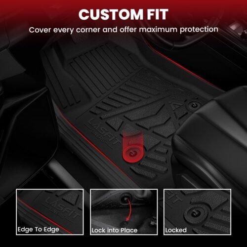 LASFIT Floor Mats for Ford Maverick 2022-2025(for Gasoline Models Only) All Weather Car Floor Pretoctor TPE Truck Liners for Ford Maverick Gas, 1st & 2nd Row Black - Image 3