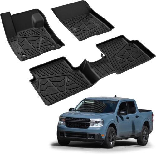 LASFIT Floor Mats for Ford Maverick 2022-2025(for Gasoline Models Only) All Weather Car Floor Pretoctor TPE Truck Liners for Ford Maverick Gas, 1st & 2nd Row Black - Image 9