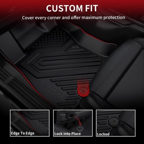 LASFIT Floor Mats & Backrest Mats & Cargo Mat for Kia Telluride 2025 2024 2023 2022 2021 2020, All Weather TPE Custom Fit Floor Liners with Full Set Car Mats & Trunk Mats Accessoires, Black - Image 3