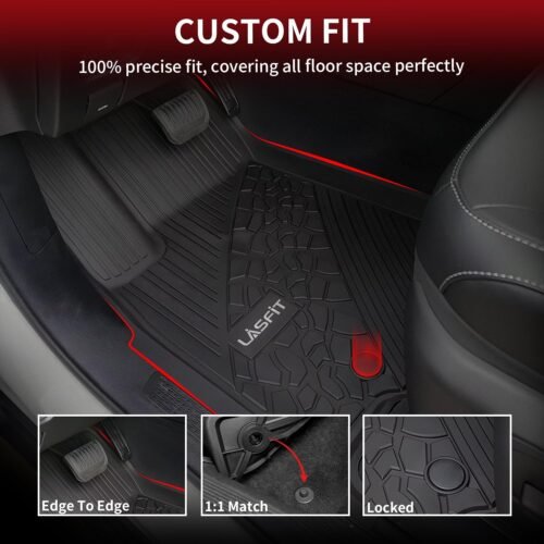 LASFIT Floor Mats & Trunk Mat for Jeep Grand Cherokee 2022-2025 5-Seat (Include 4xe, NOT for L), All Weather TPE Custom Fit Car Mats Floor Liners Cargo Liner Cargo Mat Black - Image 3