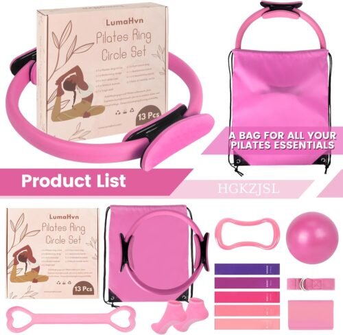 Home Pilates Essentials Kit for Women,Pilates Equipment Set with 9 Inch Yoga Ball,Figure 8 Resistance Band,Pilates Bands & Accessories,Pilates Ring and Ball Set for Beginners Home Workouts - Image 3