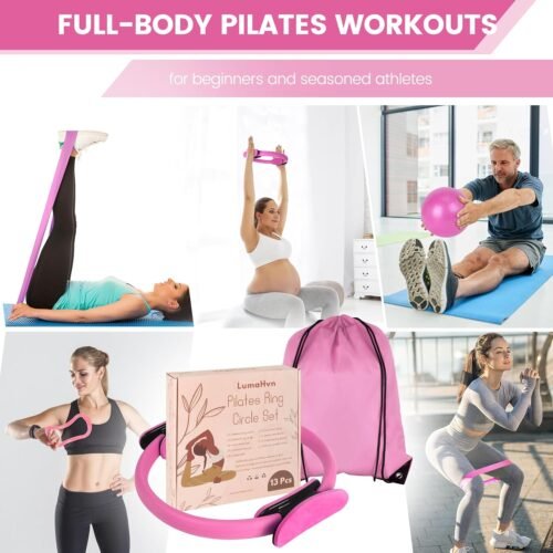 Home Pilates Essentials Kit for Women,Pilates Equipment Set with 9 Inch Yoga Ball,Figure 8 Resistance Band,Pilates Bands & Accessories,Pilates Ring and Ball Set for Beginners Home Workouts - Image 7