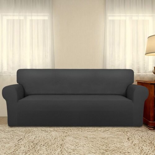 PureFit Super Stretch Sofa Slipcover – Spandex Non Slip Soft Couch Sofa Cover, Washable Furniture Protector with Non Skid Foam and Elastic Bottom for Kids, Pets （Sofa, Dark Gray） - Image 3
