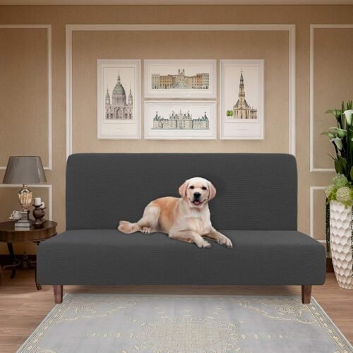 Easy-Going 100% Waterproof Futon Cover, Dual Waterproof Couch Cover for Futon, Stretch Jacquard Sofa Cover, Leakproof Furniture Protector for Kids, Pets, Dog and Cat, Dark Gray - Image 3