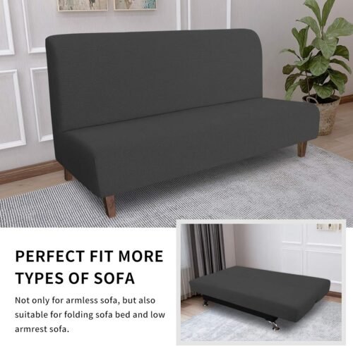 Easy-Going 100% Waterproof Futon Cover, Dual Waterproof Couch Cover for Futon, Stretch Jacquard Sofa Cover, Leakproof Furniture Protector for Kids, Pets, Dog and Cat, Dark Gray - Image 4