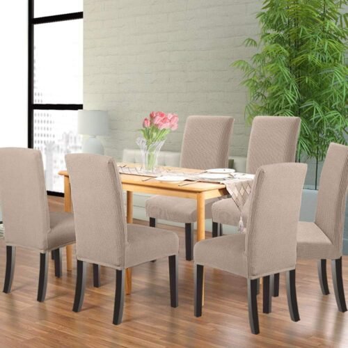 NORTHERN BROTHERS Dining Chair Covers Seat Parson Chair Slipcover for Dining Room Set of 4, Khaki - Image 3
