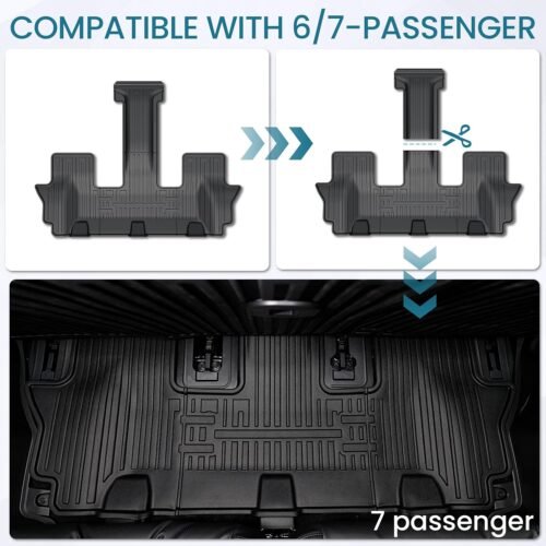 Floor Mats for 2024 2025 2026 Hyundai Santa Fe Car Mat Accessories(Fit Hybrid and Gas), All Weather TPE Cargo Mat Trunk Mat with Backrest Mats(Floor Mats+2-in-1 Cargo Mat) - Image 9