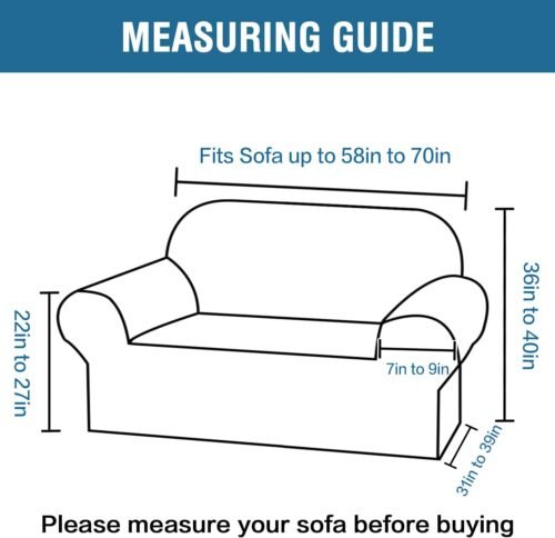 H.VERSAILTEX Stretch Couch Cover Loveseat Covers for 2 Cushion Couch Slipcover|Sofa Cover for Love seat 1 Piece with Elastic Bottom, Checked Jacquard Fabric(Loveseat 58'-70' Wide, Gray) - Image 3