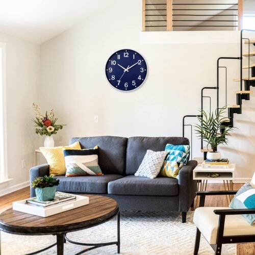 HZDHCLH Navy Blue Wall Clocks Battery Operated,12 inch Silent Non Ticking Modern Wall Clock for Living Room Bedroom Kitchen Office Classroom Decor - Image 3