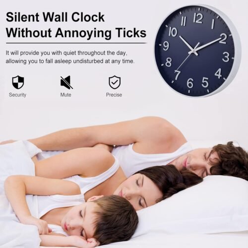 HZDHCLH Navy Blue Wall Clocks Battery Operated,12 inch Silent Non Ticking Modern Wall Clock for Living Room Bedroom Kitchen Office Classroom Decor - Image 5