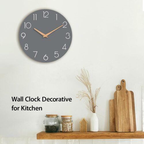 Wall Clock, Gray Silent Non-Ticking, Decorative Battery Operated Wall Clocks for Bedroom, Kitchen, Home, Office, School, Hotel (8 Inch) - Image 5