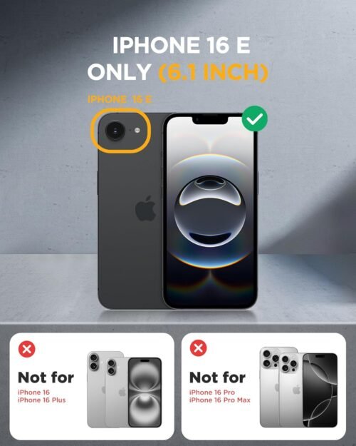 Miracase Magnetic for iPhone 16e Case Full-Body Phone with Built-in Glass Screen Protector, [Compatible with MagSafe] Military Drop Proof 16 E Cover Bumper 6.1 inch, Black - Image 3