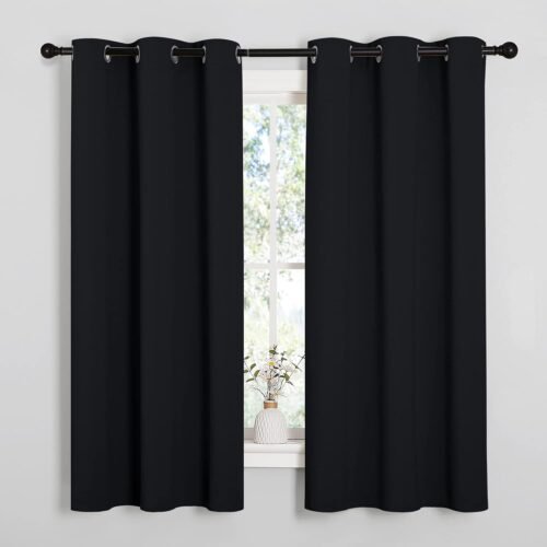 NICETOWN Halloween Pitch Black Solid Thermal Insulated Grommet Blackout Curtains/Drapes for Bedroom Window (2 Panels, 42 inches Wide by 63 inches Long, Black) - Image 3