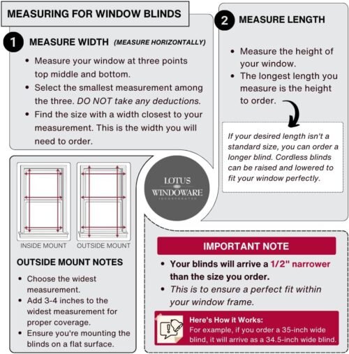 Lotus & Windoware Cordless, 2 Inch Faux Wood Blind, 34" Wide x 60" Long, Window Blinds, Blinds & Shades, Blinds for Indoor Windows, Embossed, Bright White - Image 7