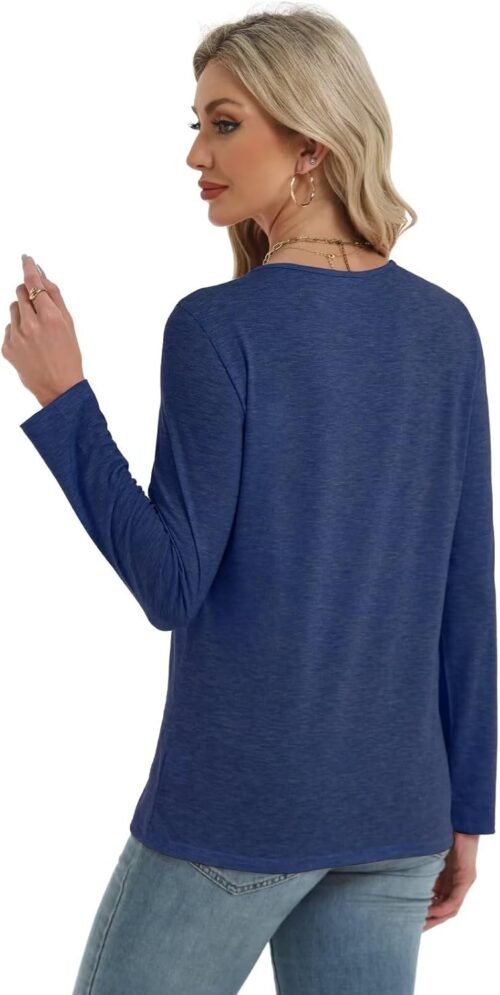 Womens Long Sleeve Tops Henley Loose Casual T Shirts Fall Women's Clothing Fashion Trendy 2025 - Image 6