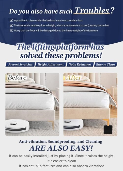 Bed Risers Furniture Risers Heavy-Duty Rectangular Adjustable Block Lift to 3 inches and 4.3 inches Desk, Sofa, Chair Legs, Refrigerator, Washing Machine Support up to 4000 pounds - Image 4