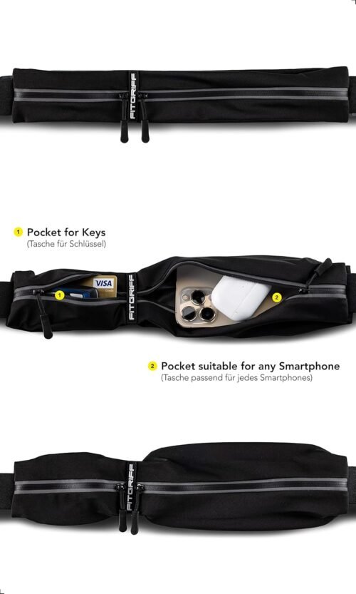 Fitgriff® Running Belt for Men & Women - Secure Jogging Pouch for Phone, Keys & Essentials - For All Cell Phones - Image 3
