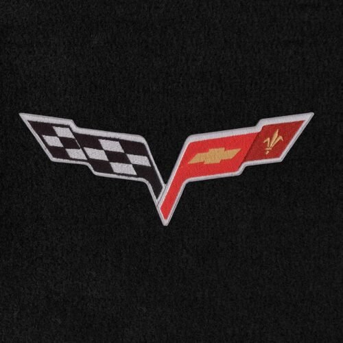 Lloyd Mats Custom-Fit Carpeted Floor Mats Premium Luxury Car Floor Liners for C6 Corvette Mats 2005-2007 (Charcoal, Front Mats - Flag) - Image 3