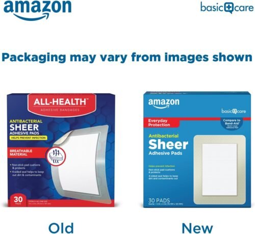 Amazon Basic Care Sheer Adhesive Pad Bandages, Extra Large Comfortable Non-Stick Pad, All Skin Types, 30 Count (3x4 inches) - Image 3