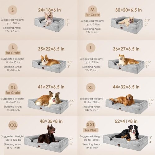 EHEYCIGA Orthopedic Dog Beds for Extra Large Dogs 44x32Inch, Waterproof Memory Foam XL Pet Bed with Sides, Non-Slip and Egg-Crate Foam Big Dog Couch Bed with Washable Removable Cover, Grey - Image 3