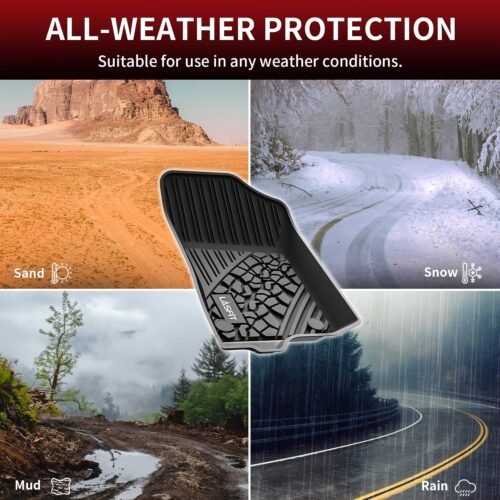LASFIT Floor Mats for Jeep Gladiator JT 2020-2024 2025 All Weather TPE Custom Fit Pickup Truck Mats Floor Liners 1st & 2nd Row, Black - Image 7
