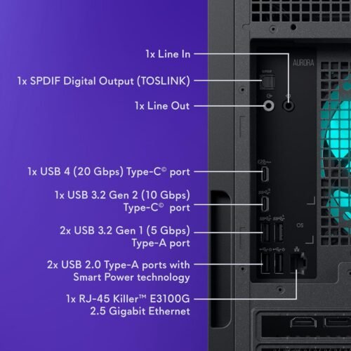 Alienware Aurora Gaming Desktop ACT1250 - Intel Core Ultra 9 285 Processor, Liquid Cooled, NVIDIA GeForce RTX 5080, 32GB DDR5 RAM, 1TB SSD, 1000W Platinum Rated PSU, Win 11 Home - Clear Panel - Image 15