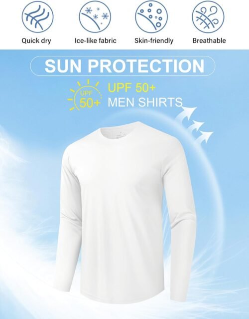 6 Pack Men's Quick Dry Long Sleeve Shirts UPF 50+ UV Sun Protection SPF Shirt Moisture Wicking T-Shirt for Casual Workout - Image 5