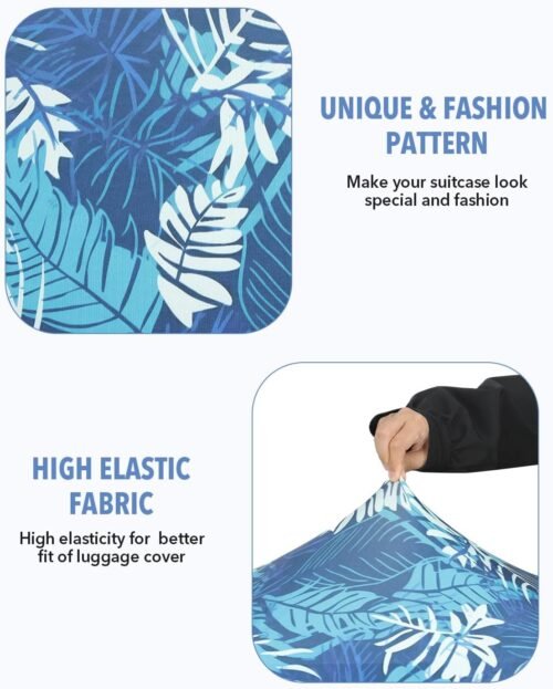 Lekesky Luggage Covers for Suitcase TSA Approved, Fits 26-28 Inch Elastic Washable Suit Case Protector with Back Zipper Pocket for Travel, (Rainforest, L) - Image 4