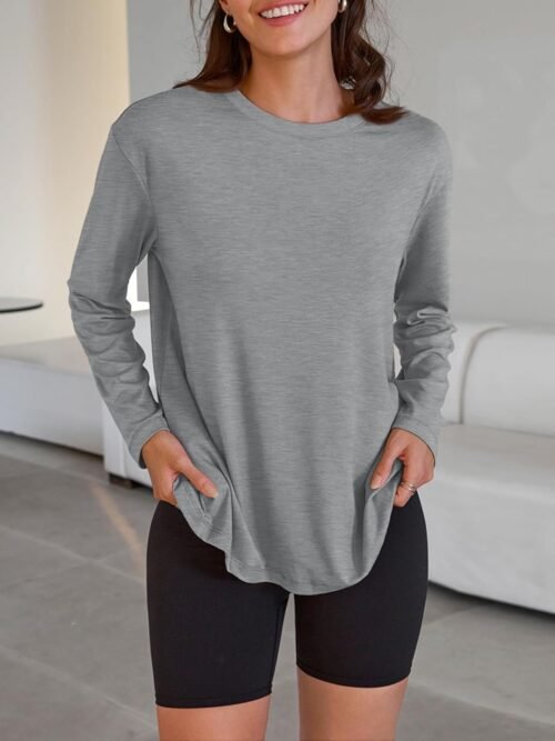 Trendy Queen Womens Oversized Long Sleeve T Shirts 2025 Basic Crewneck Tee Fall Tops Casual Workout Y2K Clothes - Image 3