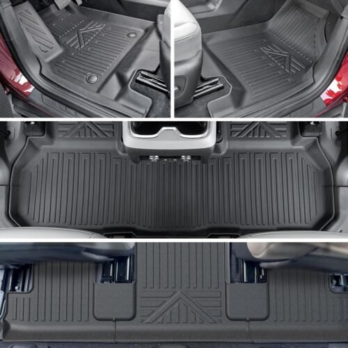 Floor Mats Cargo Mat Set for 2024 2025 2026 GMC Acadia 7 Seats Car Mats Accessories, All-Weather TPE Trunk Mat Cargo Liner Seat Back Covers Door Sill Guards - Image 3