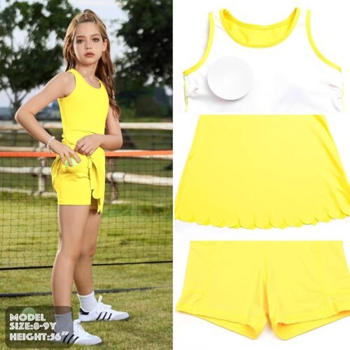 Girls Tennis Dress Sleeveless Pickleball Athletic Dress Golf Outfit with Detachable Built-in Bra & Shorts Pockets - Image 6