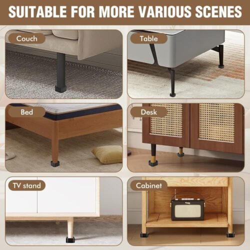 8 Pack Furniture Risers Adjustable Bed Risers Heavy Duty Lifts Height 1 or 2 Inch, Square Stackable Bed Risers 1, 2 or 3 Inch for Desk Leg Table Couch Sofa Chair Bed Frame Legs Dorm, Black - Image 4