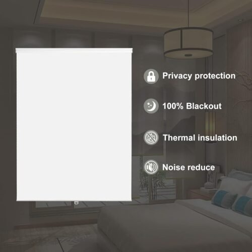 Joydeco 32 Inch Wide Cordless Blackout Window Fabric Blinds and Shades for Indoor Windows Light Blocking Sun Protection (32" W x 75 "H, White) - Image 9