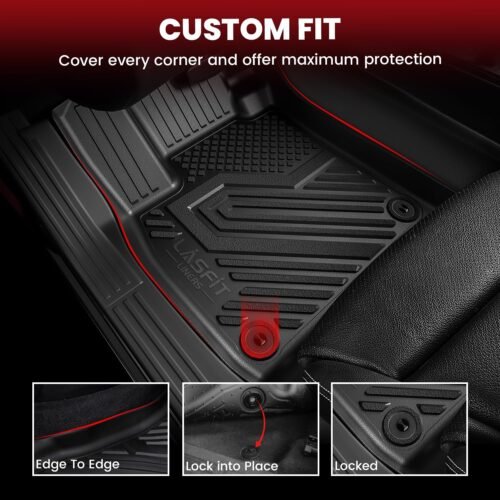 LASFIT Floor Mats for Subaru Outback & Legacy 2020-2025, All Weather TPE Custom Fit Easy Clean Durable No-Curling Floor Liners for Subaru Outback 1st & 2nd Row Car Mats, Black - Image 3