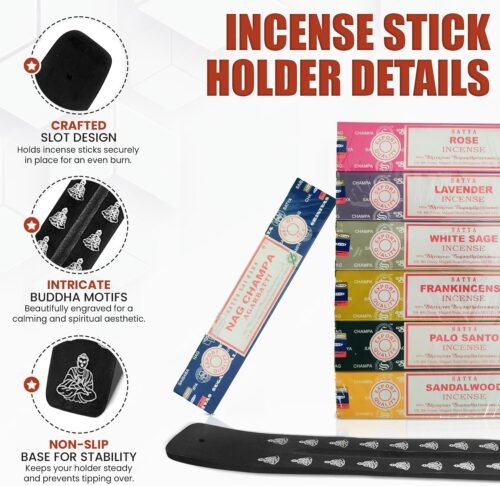 Incense Holder Bundled with Satya Sai Baba Incense Gift Set Nag Champa, White Sage, Lavender, Rose, Palo Santo, Frankincense, Sandalwood 15gms - Image 4