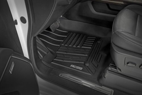 Rough Country Flex-Fit Floor Mats for Chevy Silverado & GMC Sierra 1500/2500HD/3500HD CrewCab (2019-2025) - TPE Non-Slip Flexible Floor Mats, Waterproof, Front & Rear Set - Image 3
