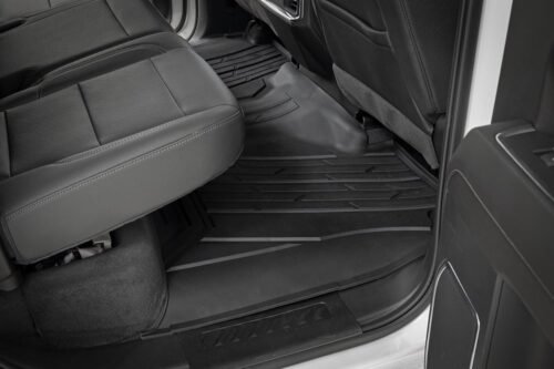 Rough Country Flex-Fit Floor Mats for Chevy Silverado & GMC Sierra 1500/2500HD/3500HD CrewCab (2019-2025) - TPE Non-Slip Flexible Floor Mats, Waterproof, Front & Rear Set - Image 4