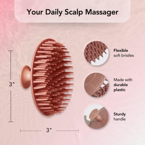 Kitsch Scalp Massager for Hair Care - Scalp Scrubber, Shampoo Brush & Exfoliator for All Hair Types - Relaxing & Exfoliating - Terracotta - Image 3