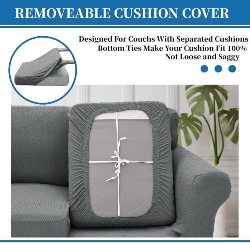 XINEAGE 2025 New 4 Pieces Couch Covers for 3 Cushion Couch Super Stretch Thick Soft Sofa Cover Anti Slip Sofa Slipcover Dogs Cats Furniture Protector (Light Gray, 71"-91") - Image 5