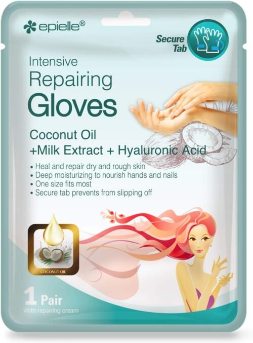 Epielle Intensive Repairing Hand Masks 6 Pairs, Deep Moisturizing Gloves for Dry, Cracked Hands, Repair with Coconut Oil & Milk Extract, Korean Skin Care, Spa Set, Self Care Gifts for Women - Image 3
